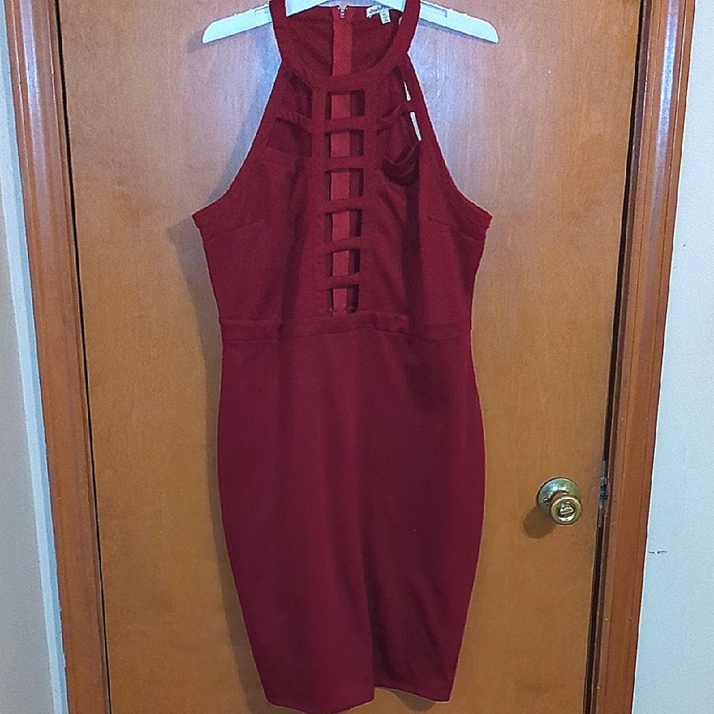 Elegant Red Halter Dress Xl